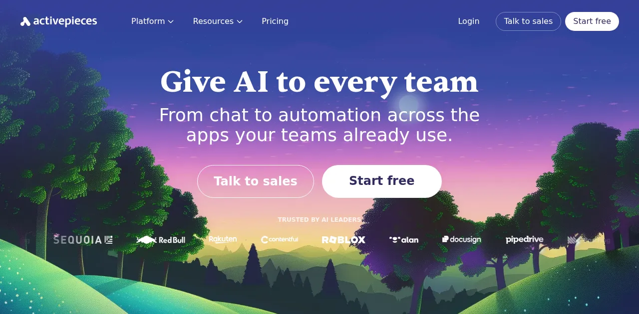 Activepieces homepage