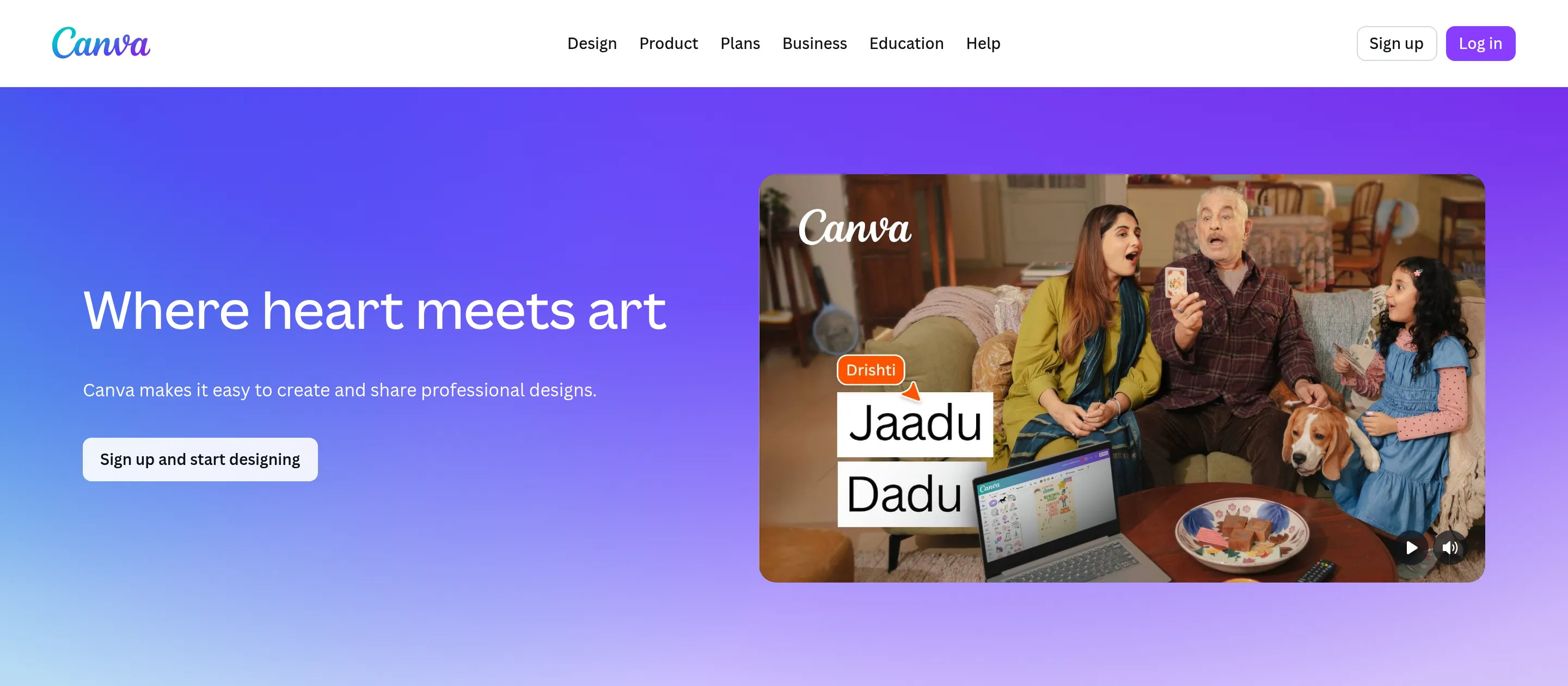 Canva homepage