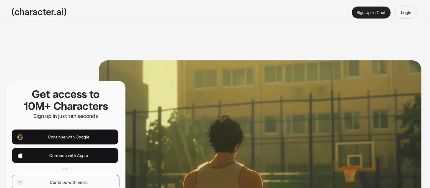 Character.AI homepage