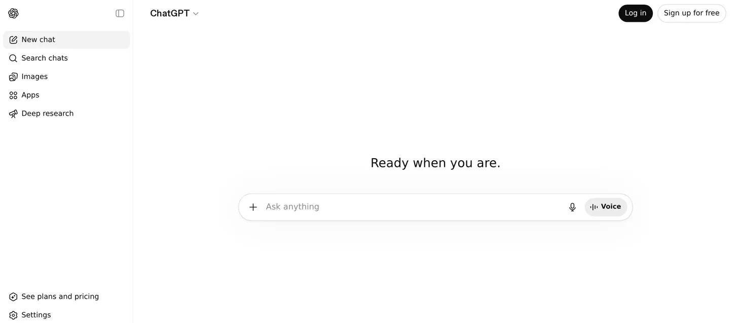 ChatGPT homepage