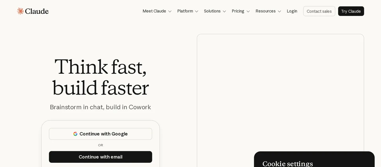 Claude homepage