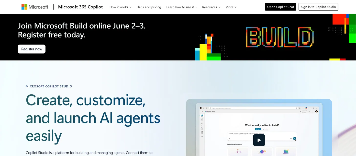 Microsoft Copilot homepage
