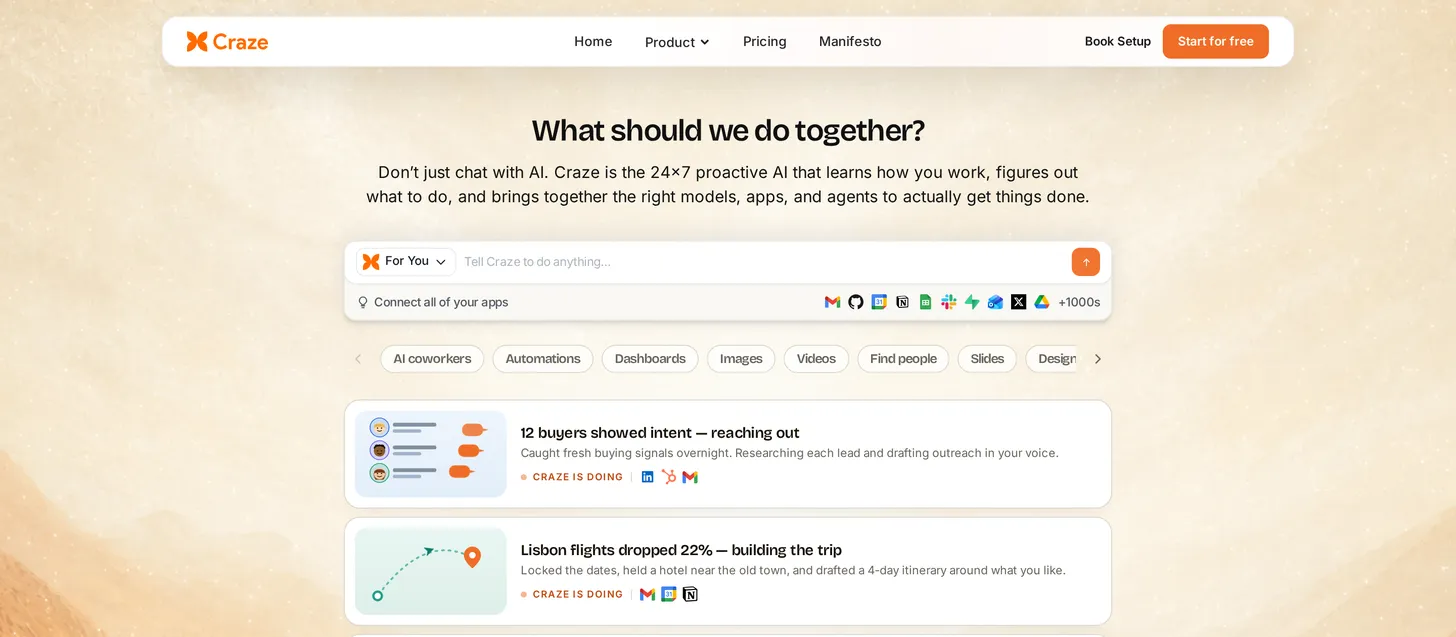 Craze homepage
