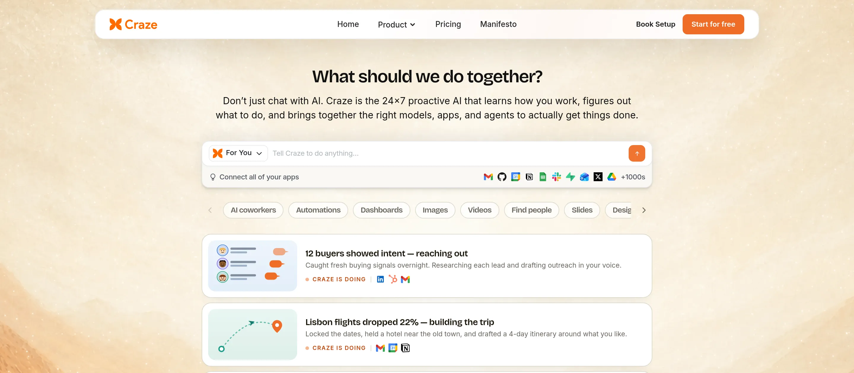 Craze homepage