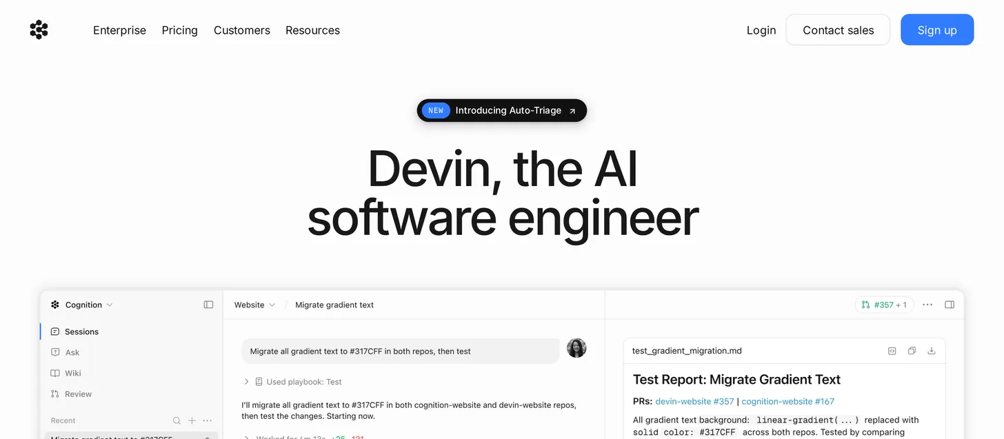 Devin AI homepage