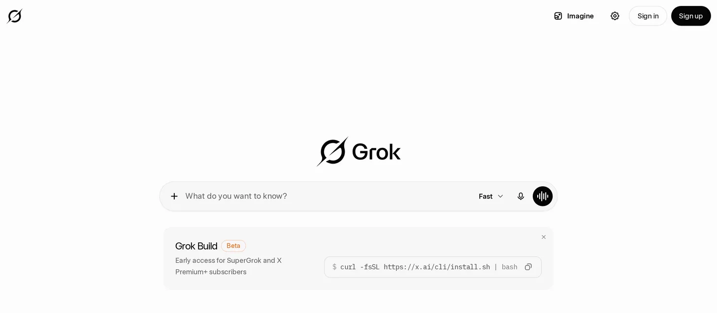 Grok homepage