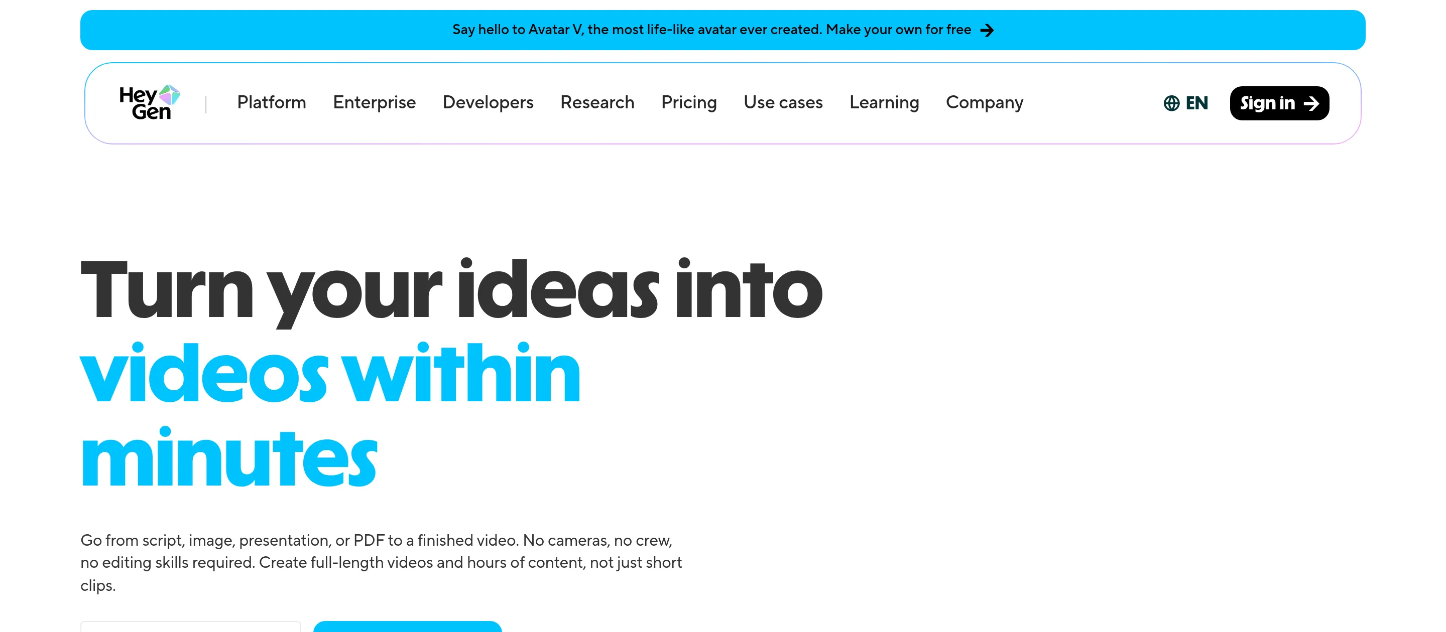 HeyGen homepage