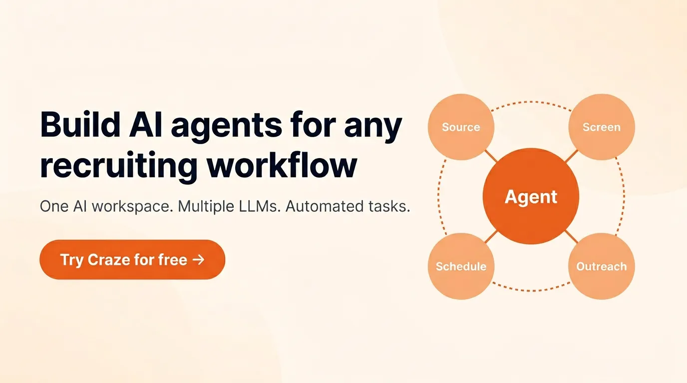 Build AI agents for any recruiting workflow. Try Craze for free.