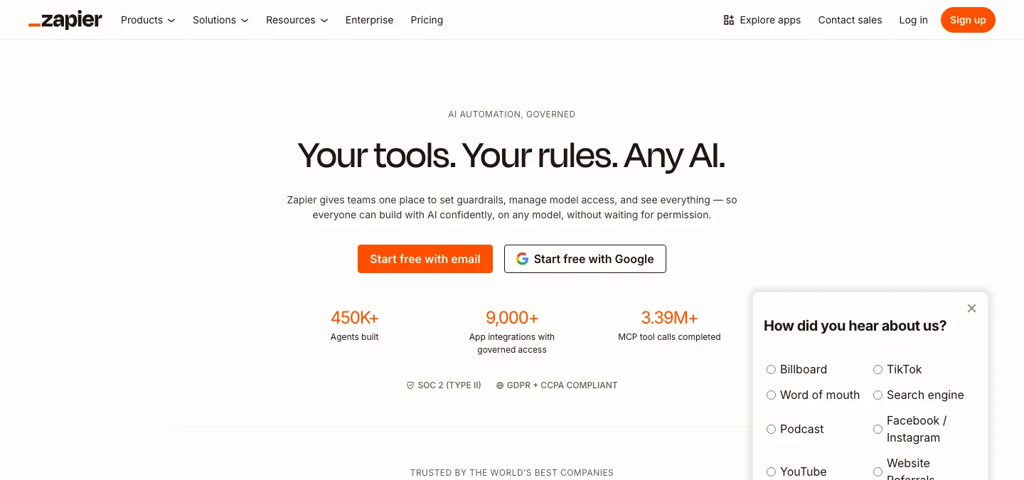 Zapier no-code automation platform