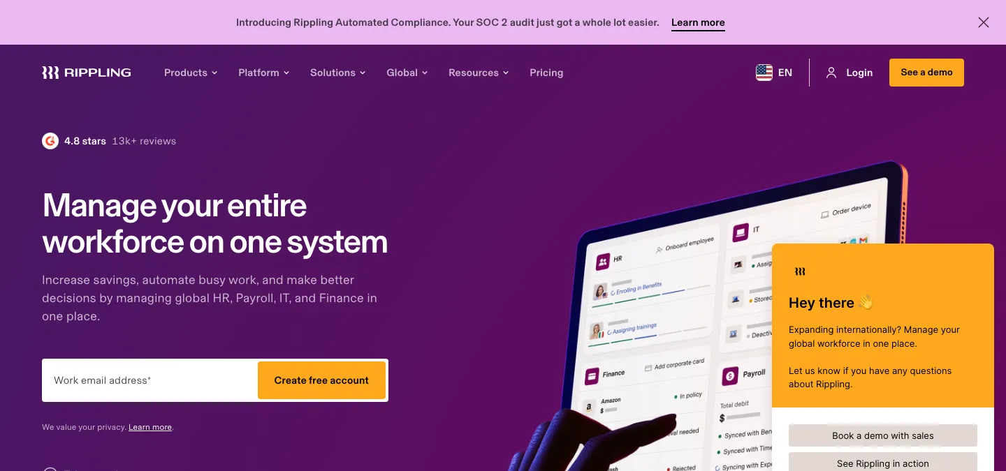 Rippling unified HR, IT, and finance platform