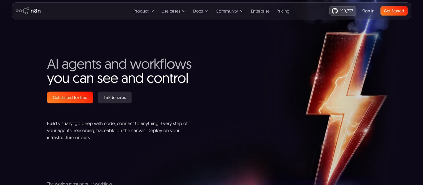 n8n homepage