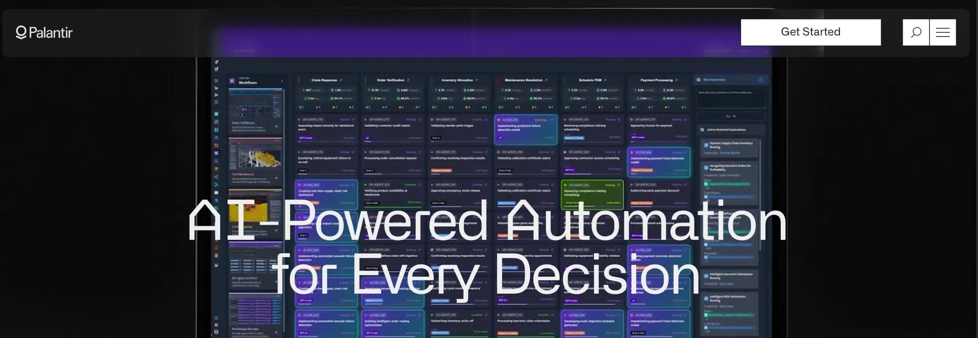 Palantir AIP homepage