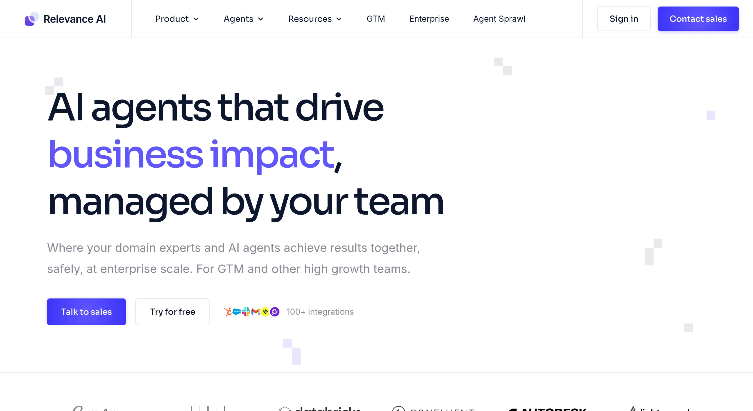 Relevance AI homepage
