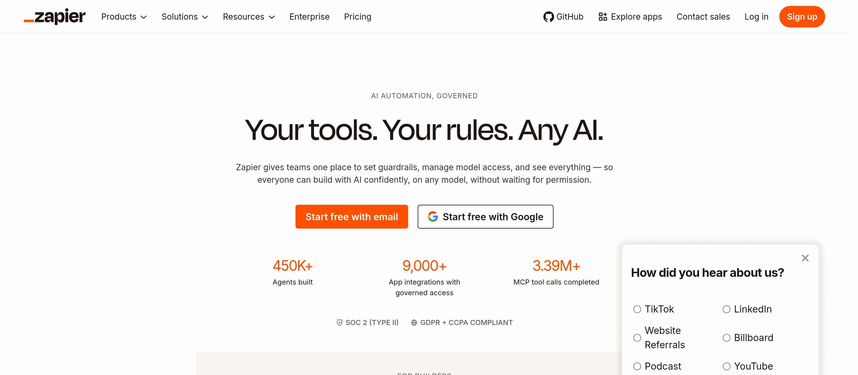Zapier homepage