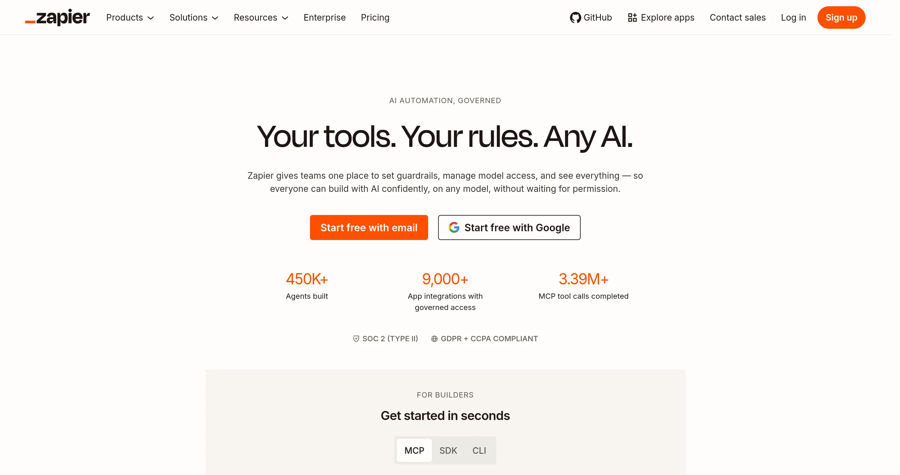 Zapier homepage