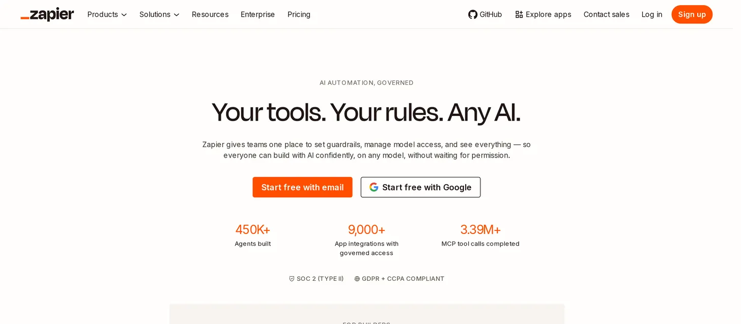 Zapier homepage